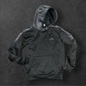 Adidas Men's Charcoal and Black Hoodie